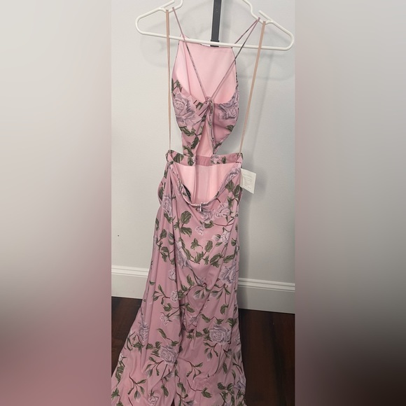 Fame&Partners Women Pink Floral Wide-Leg Halter Cross-Back Jumpsuit - Picture 7 of 10